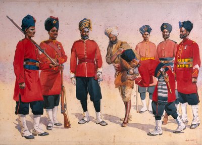 Soldaten van het Rajput-regiment, illustratie voor 